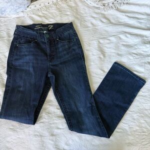 Seven7 Jeans Dark Wash Denim Tummyless High Rise Boot cut Classic Blue Slimming